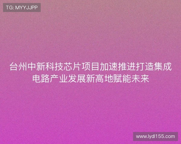 台州中新科技芯片项目加速推进打造集成电路产业发展新高地赋能未来